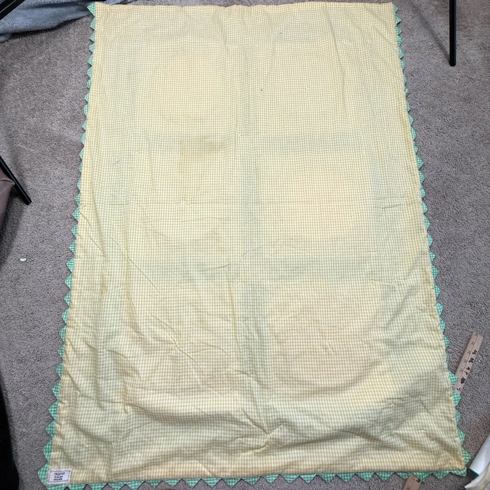 Vintage Handmade Patchwork Quilt Green Star Applique Tied Lap Throw Cottagecore